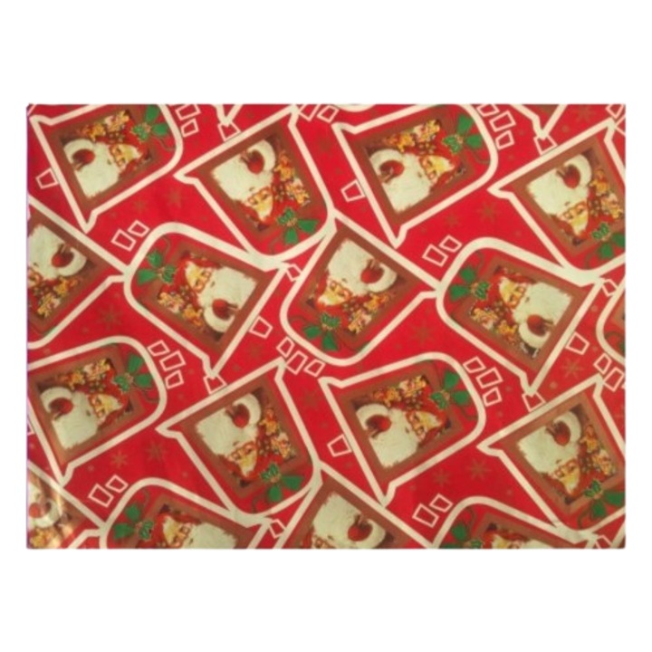 Coli de hartie rosii/albe Mos Craciun 50x70cm, 100 bucati/set