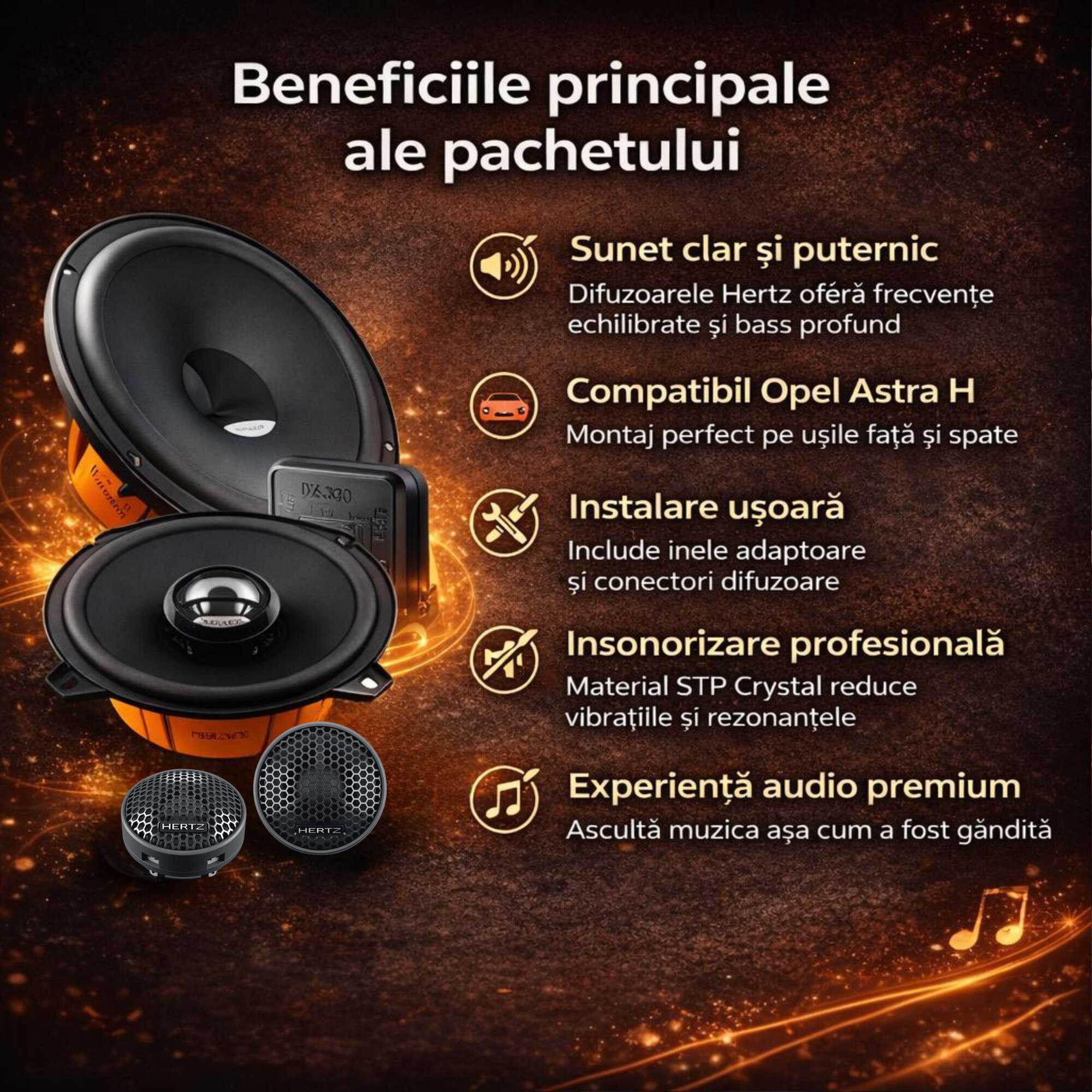 Pachet Difuzoare Auto Hertz Dieci DSK 165.3 + DCX 130.3, Dedicat