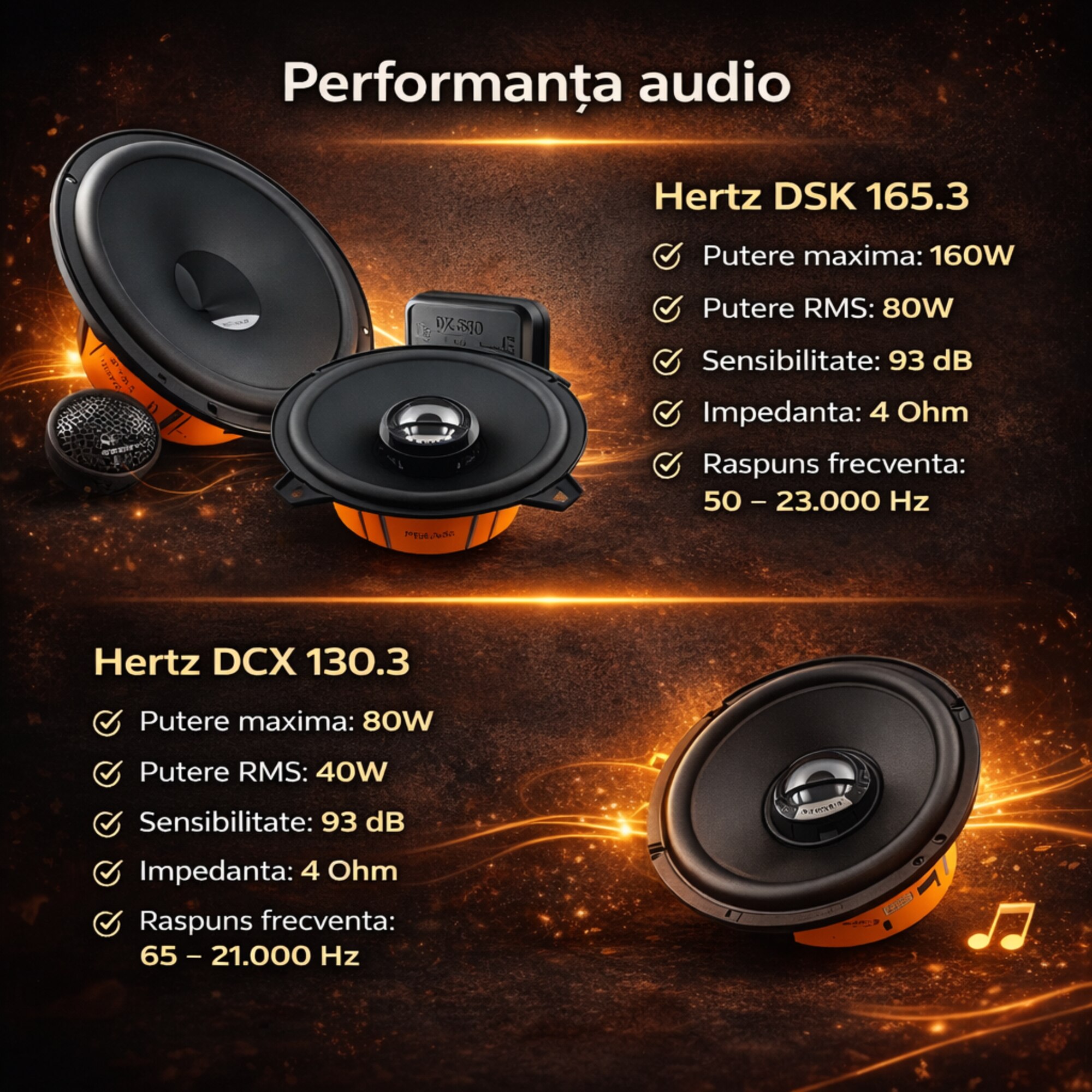 Pachet difuzoare auto Hertz Dieci dedicat Opel Astra H (2004