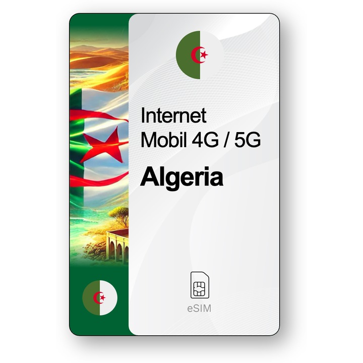 ESIM Internet Algeria, valabil 15 zile, trafic 5 GB