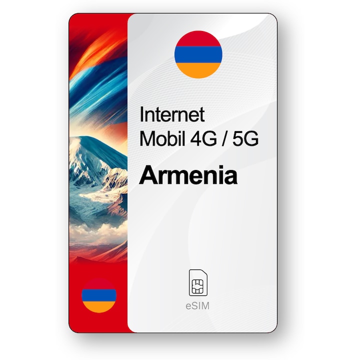 ESIM Internet Armenia, valabil 15 zile, trafic 5 GB