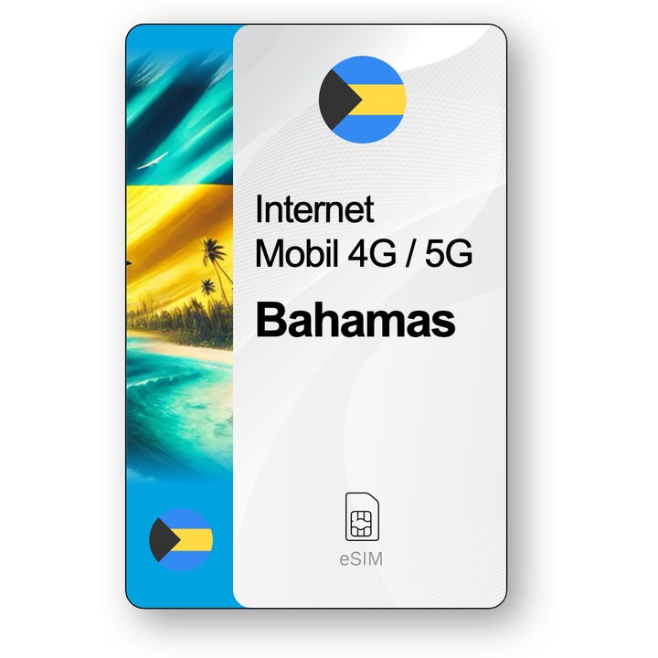 ESIM Internet Bahamas, valabil 7 zile, trafic 20 GB
