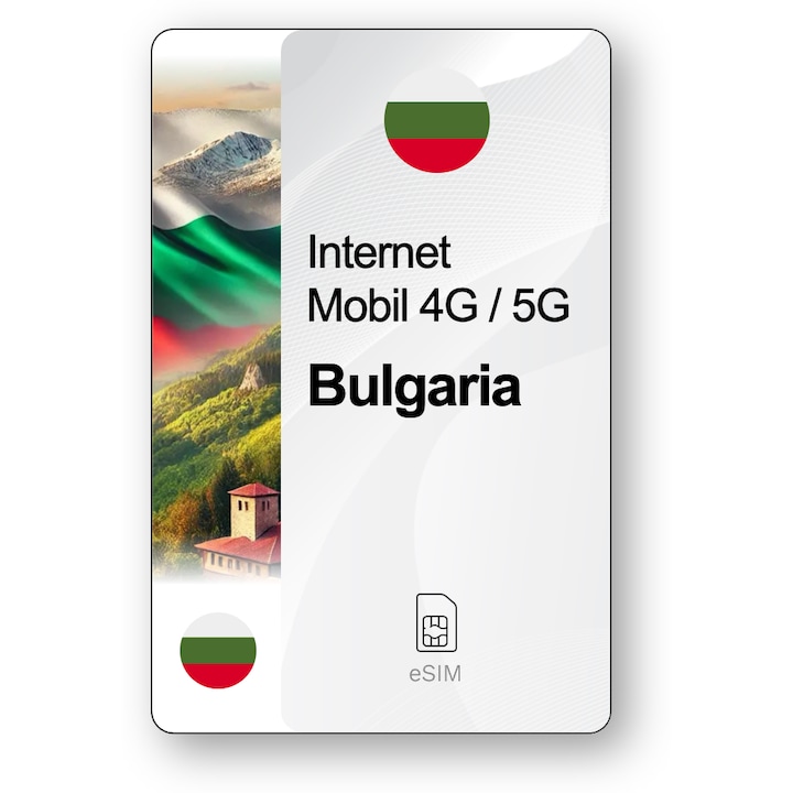 ESIM Internet Bulgaria, valabil 15 zile, trafic 5 GB