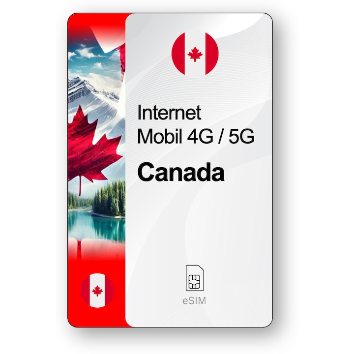 ESIM Internet Canada, valabil 15 zile, trafic 20 GB