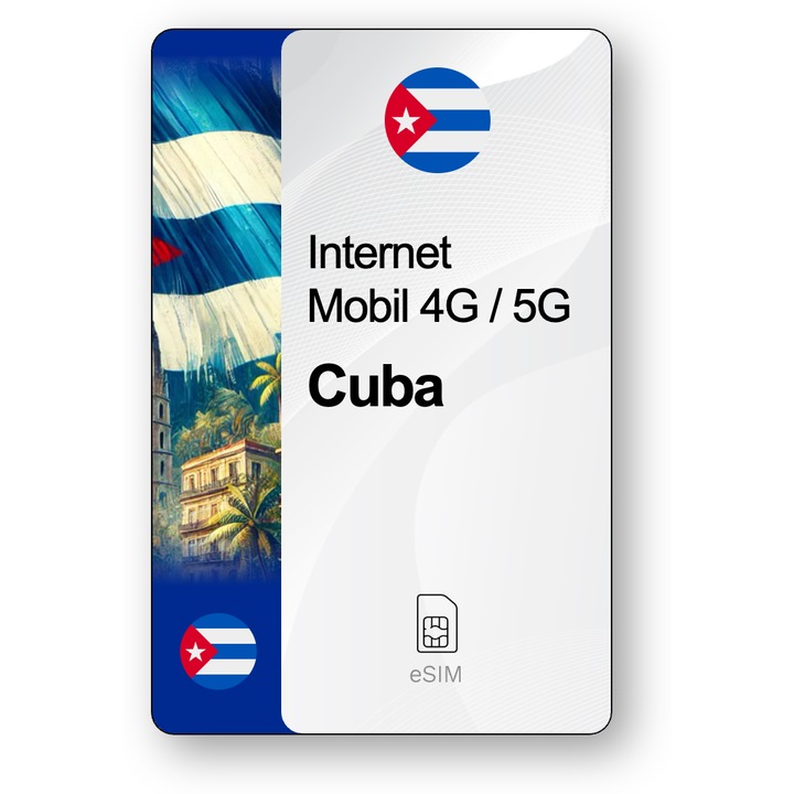 ESIM Internet Cuba, valabil 7 zile, trafic 20 GB