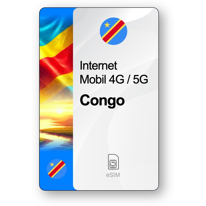 ESIM Internet Republica Democratica Congo, valabil 30 zile, trafic 20 GB