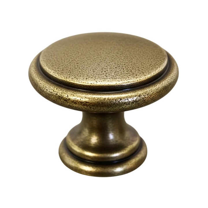 Buton pentru mobila Amber, finisaj alama antichizata, D:30 mm