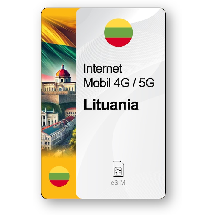 ESIM Internet Lituania, valabil 7 zile, trafic 5 GB