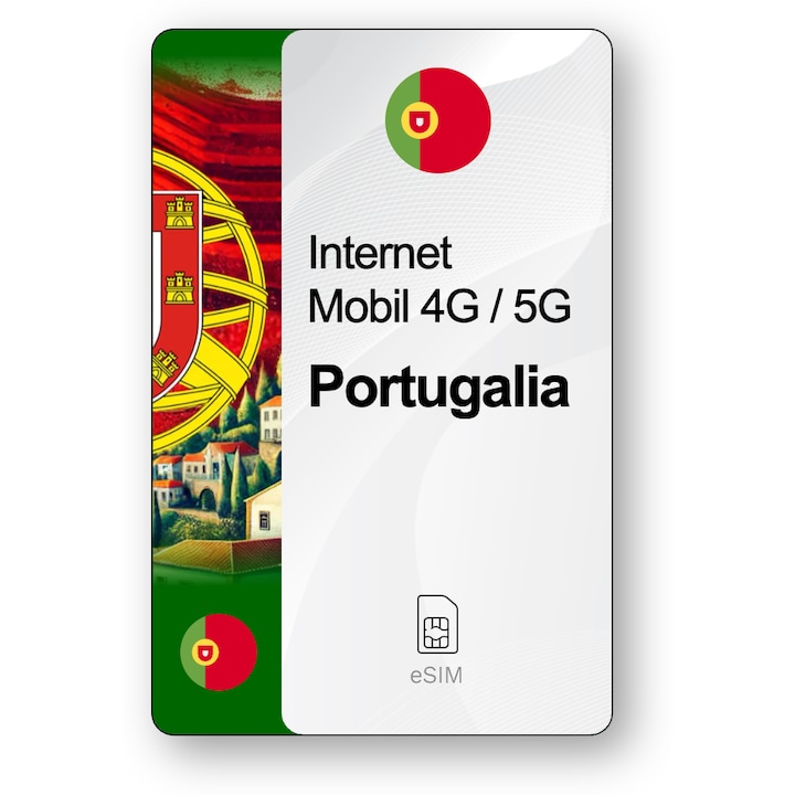 ESIM Internet Portugalia, valabil 7 zile, trafic 5 GB