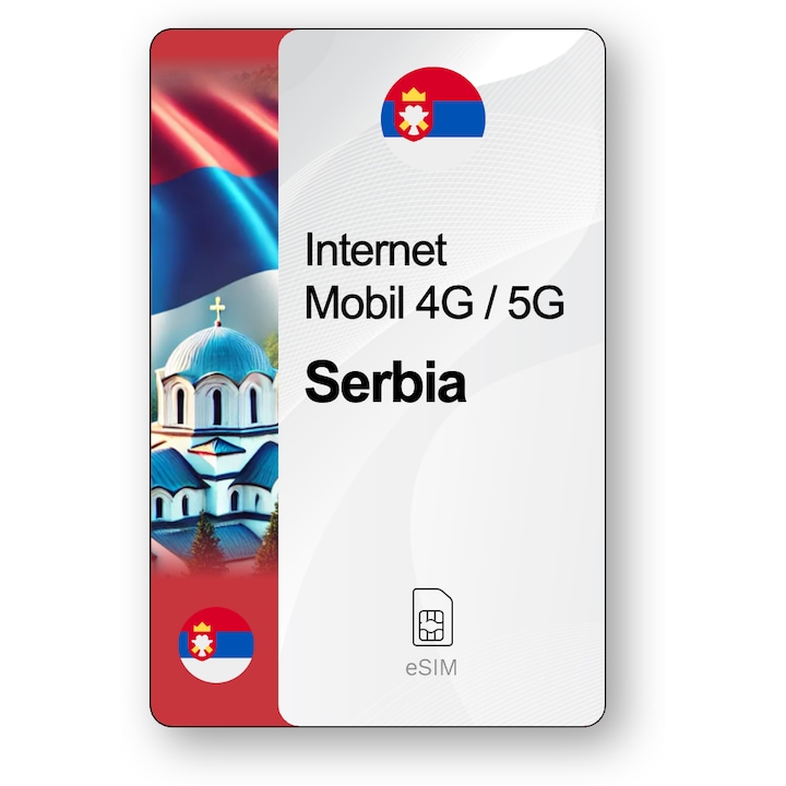 ESIM Internet Serbia, valabil 7 zile, trafic 5 GB