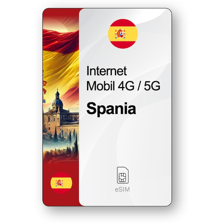 ESIM Internet Spania, valabil 7 zile, trafic 5 GB