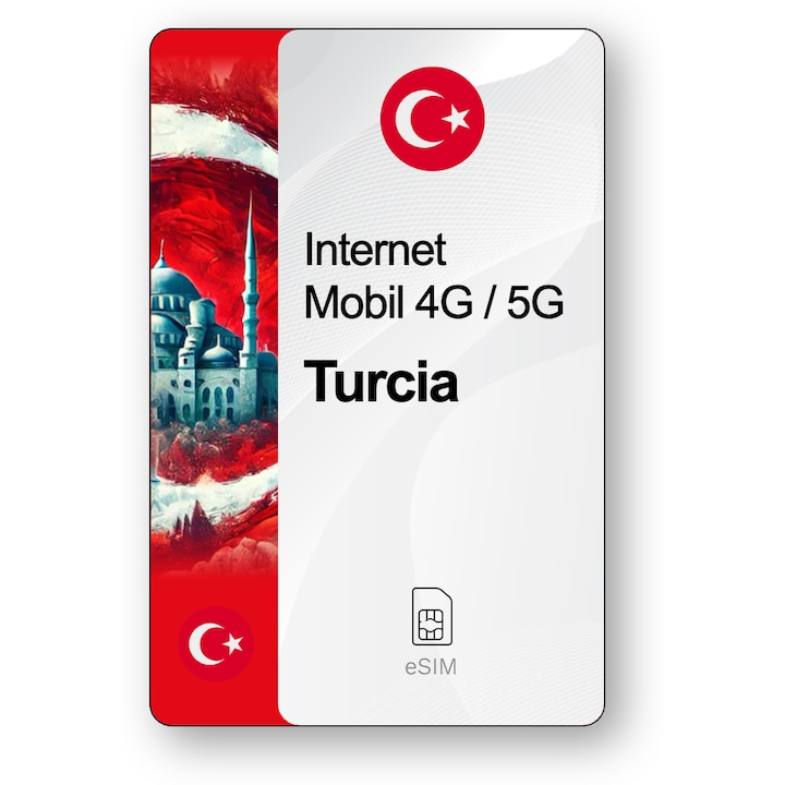 ESIM Internet Turcia, valabil 7 zile, trafic 5 GB