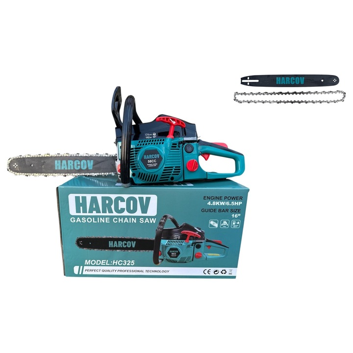 Drujba (motofierastrau) cu lant pe benzina, Harcov HC325, lungime sina 40 cm, 58 cc., 6.5 CP, sistem "Easy Start"
