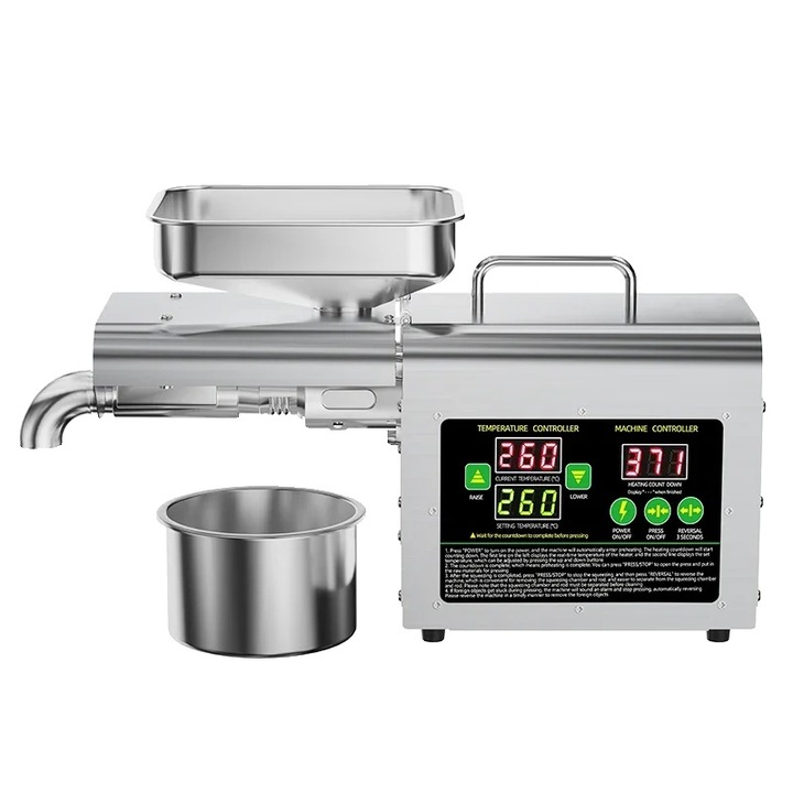 Преса за олио T2S, високоефективна, многофункционална, инокс, компактен дизайн