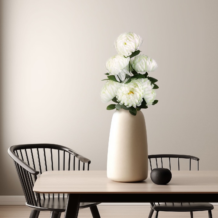 Planta artificiala decorativa - Crizantema alba - 12 x 58 cm