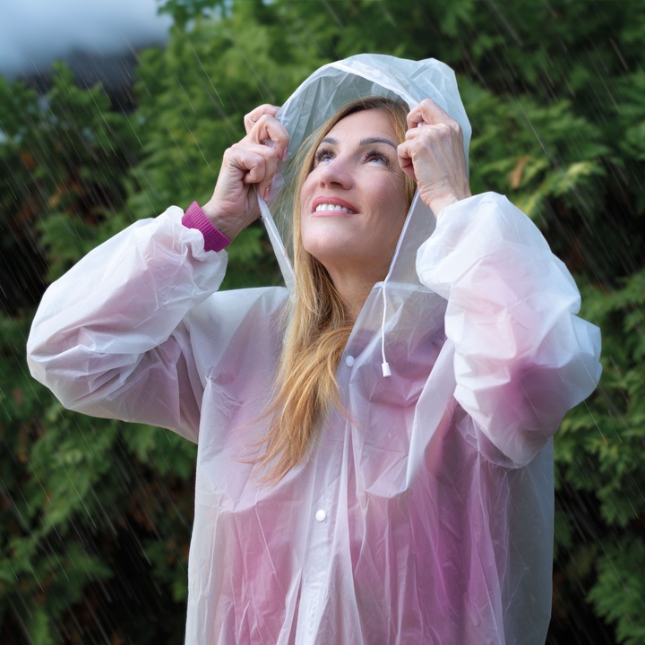 Poncho ploaie impermeabil, Family, unisex, transparent, 68x115cm