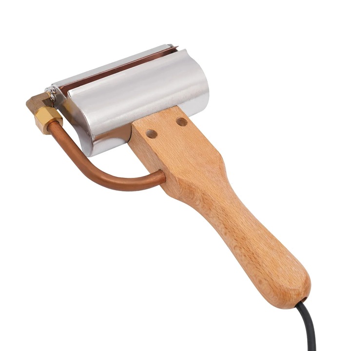 Taietor electric de miere, 220V, incalzit, otel inoxidabil, argintiu/lemn