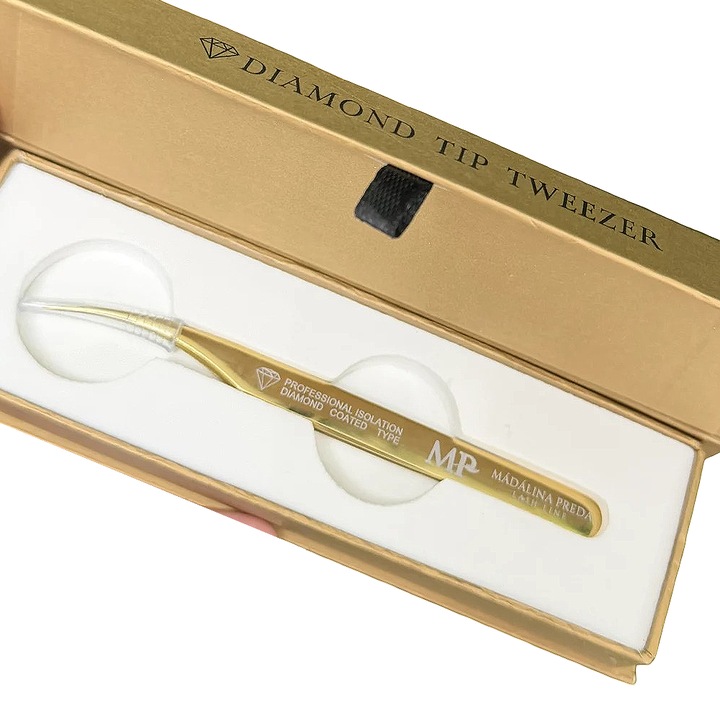 Penseta cu DIAMANT curbata pentru extensii de gene