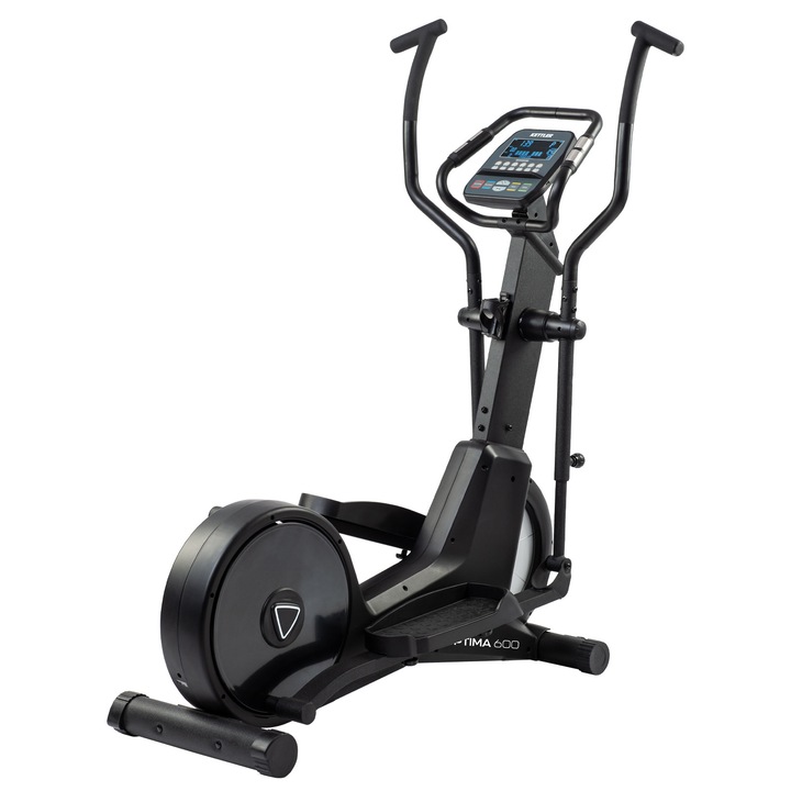 Bicicletă Eliptică, Kettler Optima 600, Volanta 9+12 kg, Frână magnetică electronică, 136 kg, 126x53x162cm