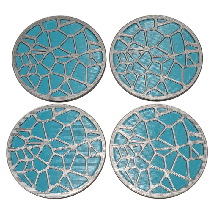 Suporturi pahare decorative set 4 bucăți Stoneweave Sigil gri închis/teal, 90mm