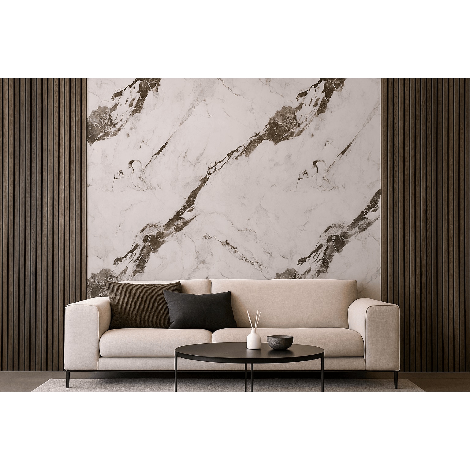 Placa PVC model Marmura cu insertii derivate din negru 2400 x 1220 mm ...