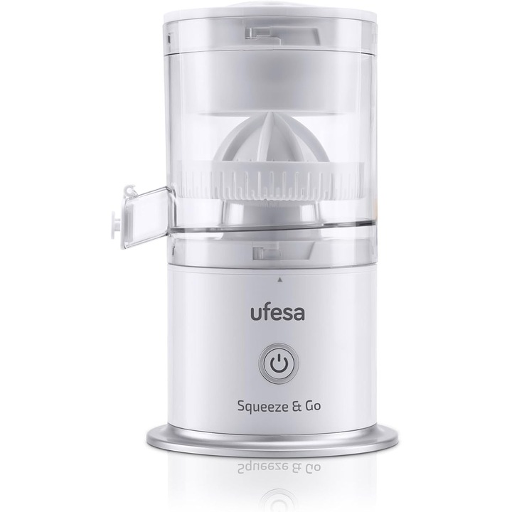 Storcător de fructe electric, Ufesa Squeeze & Go, 45 W, alb, capacitate 220 ml, fără fir, reincarcabil