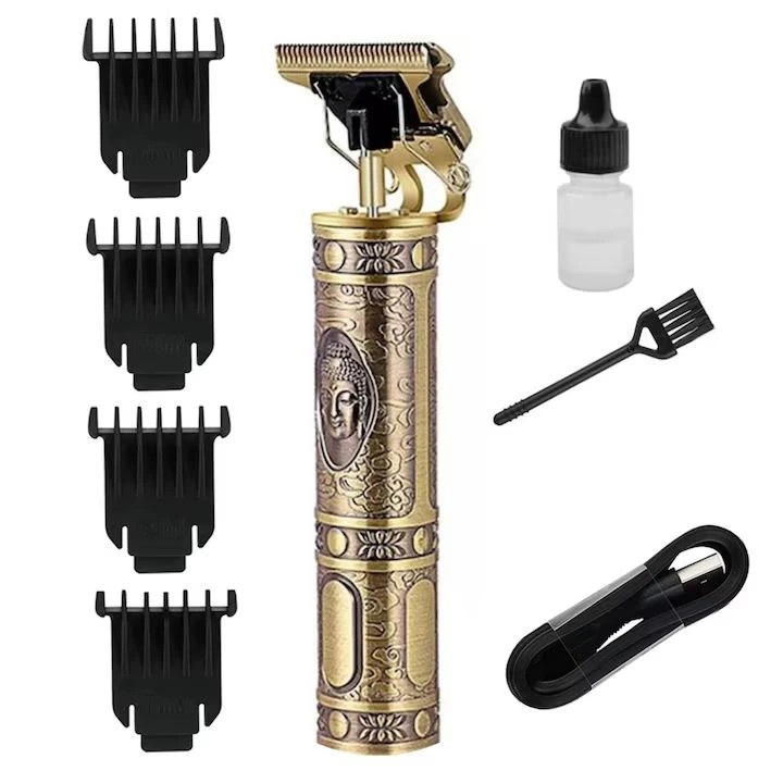 Masina de tuns, cu lama tip T din otel carbon, pentru conturare, barbierit uscat, incarcare USB