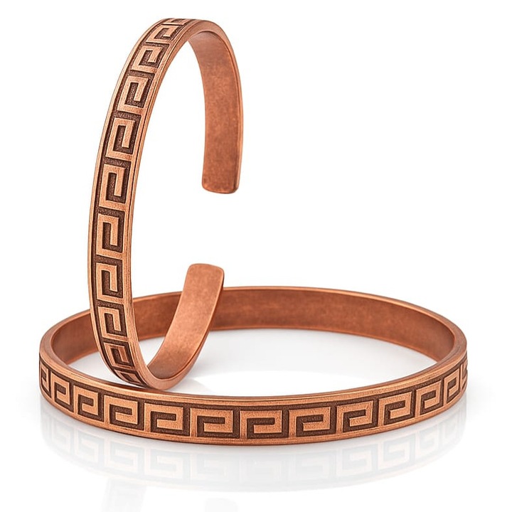 Bratara Terapeutica Model Grecesc pt Dama din cupru pur, Diametru 65 mm