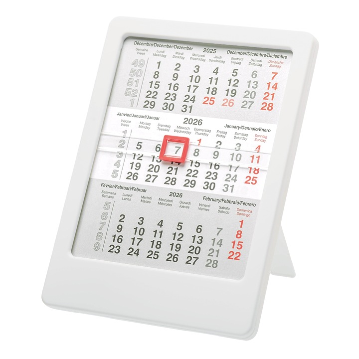Calendar de birou alb, 12x16,2 cm MINI, anul 2025-2027