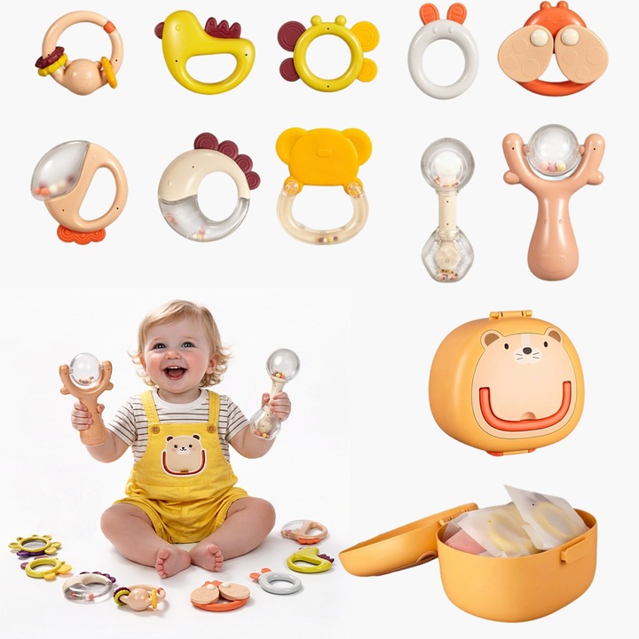 Wanyan, 10 darabos, többszínű rágóka és csörgő szett