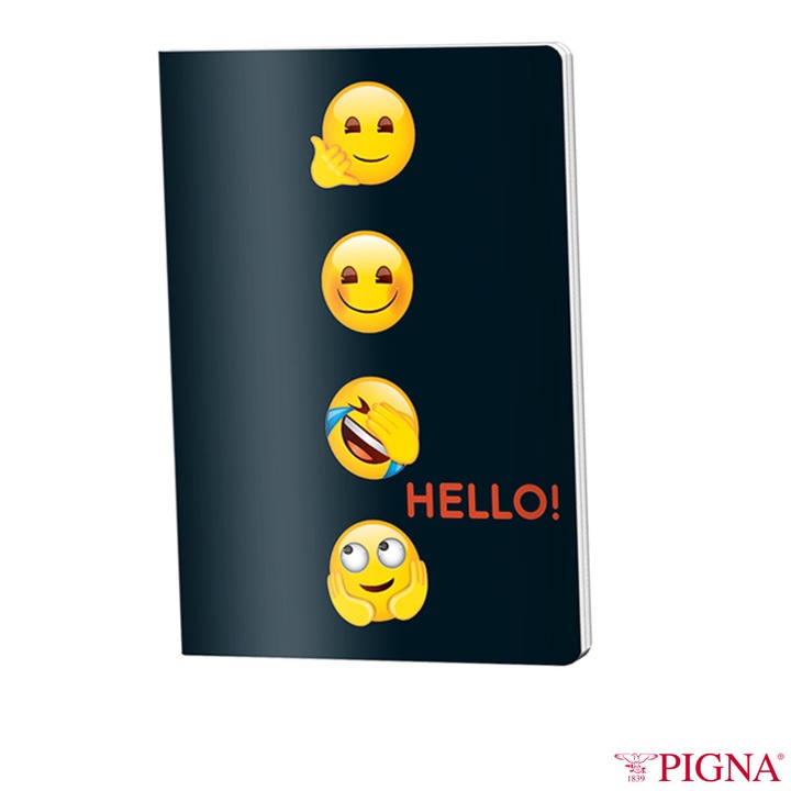 Caiet A5 Aritmetica 48 File - Calcule Portabile si Geometrie Organizata, Uz Scolar si Meditatii Practice, Design Emoji pe Fond Negru Lucios