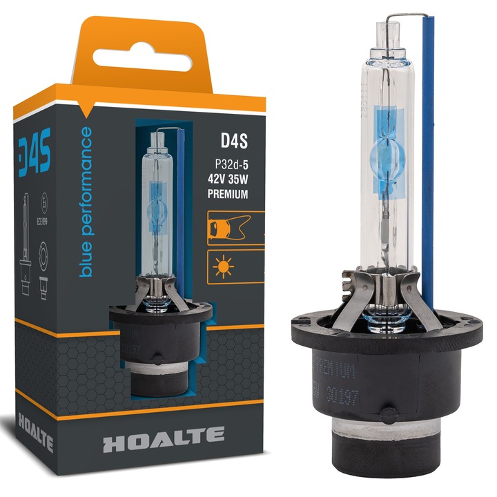 Bec xenon D4S Hoalte Premium Blue Performance, +100% mai multa lumina, culoarea alba 6200K, 35W, P32d-5, 1 bucata