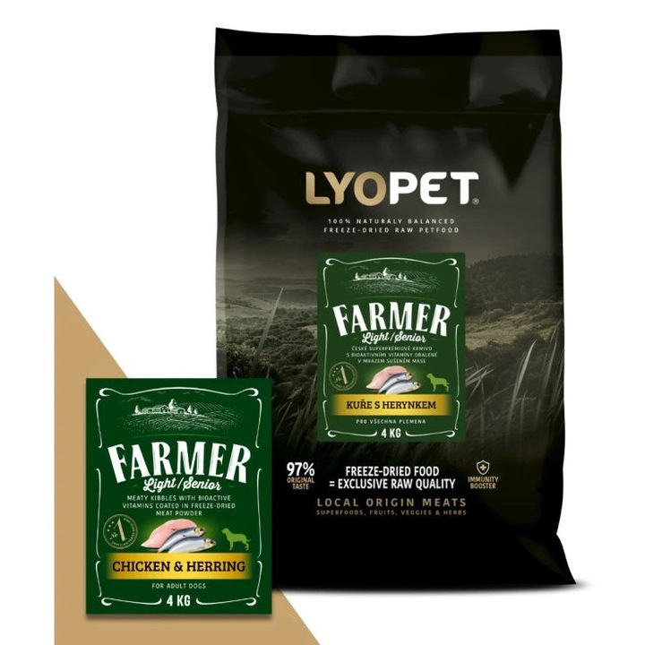 Hrana Liofilizata pentru caini LYOPET Farmer Pui si Hering 1.5kg