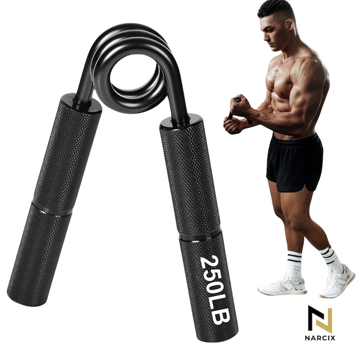 Flexor de Fitness NARCIX, 125kg, Otel Inoxidabil, Manere Antialunecare, Negru
