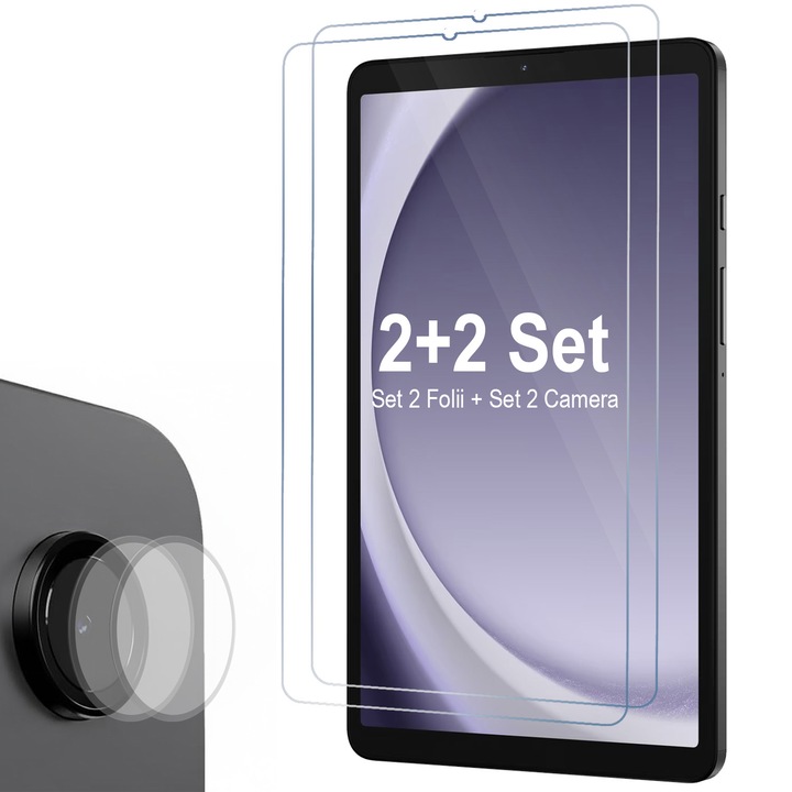 2 db edzett üvegfólia 2.5D + 2 db kameravédő Samsung Galaxy Tab A11 / Tab A9 8.7" (2025/2023) készülékhez, teljes lefedettség, 9H keménység, 0.33mm, buborékmentes felhelyezés