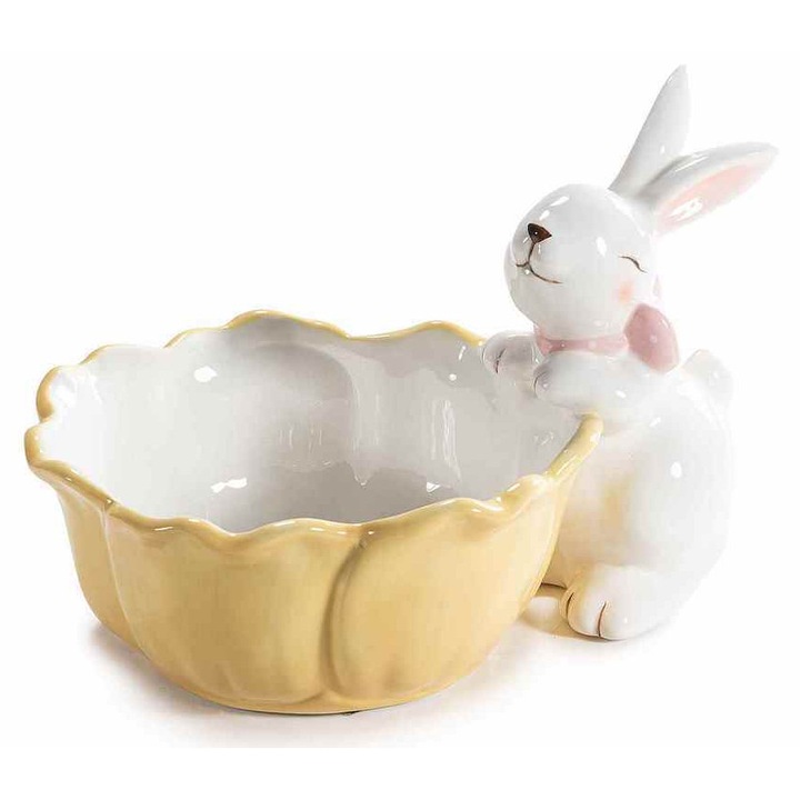 Bol Paste Iepuras ceramica multicolora cm 16,5 x 22 x 15 H