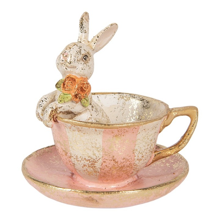 Великденска декорация Заек полирезин многоцветен Ø 12x12 см