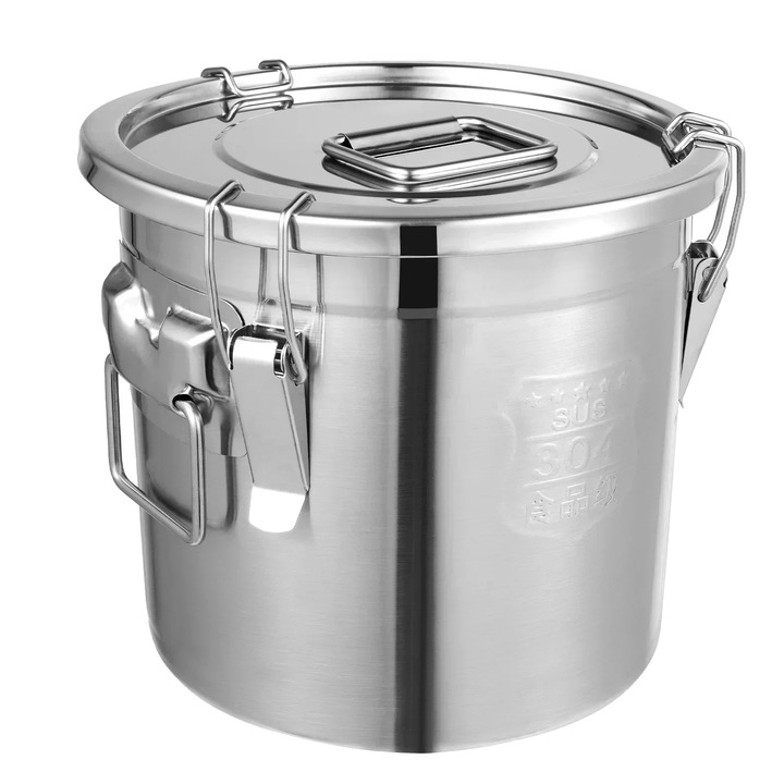 Recipient de depozitare, 12L, inox, capacitate mare, argintie