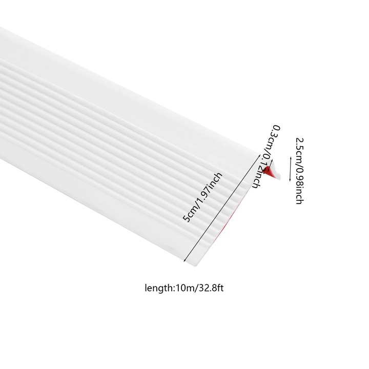 Banda antiderapanta pentru marginea scarilor, flexibila, autoadeziva, alba, 10m