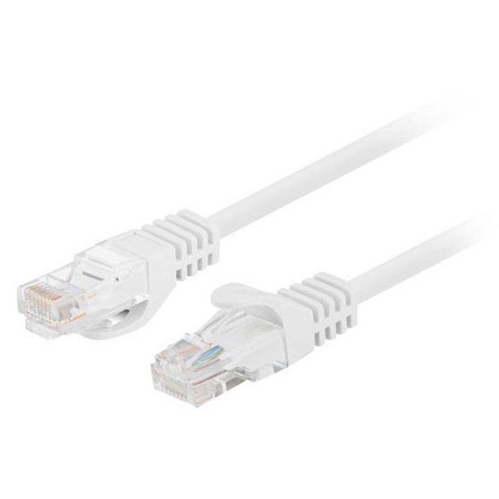 Cablu patchcord, Lanberg, UTP 1m, Lanberg, set 10 bucati, alb, categoria 6
