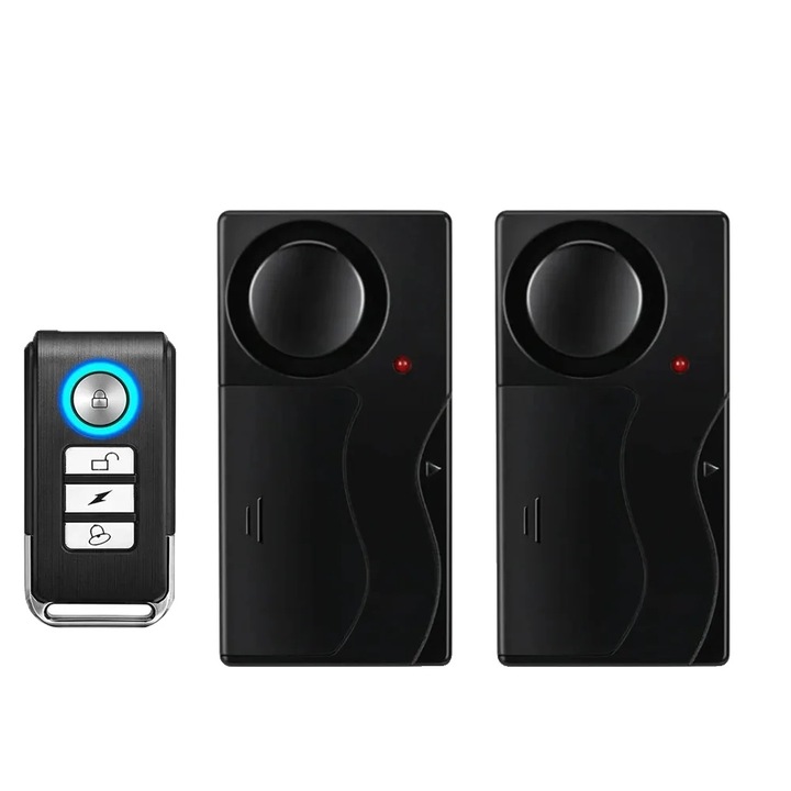 Alarma Antifurt cu Telecomanda, Sensibilitate Ajustabila, 2host 1remote, Alb