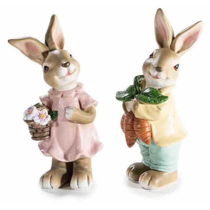 Set 2 figurine Iepurasi Paste polirasina multicolora cm 7 x 5 x 13 H