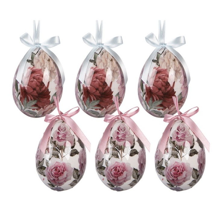 Set 6 oua decorative Paste model trandafiri Ø 7x10 cm