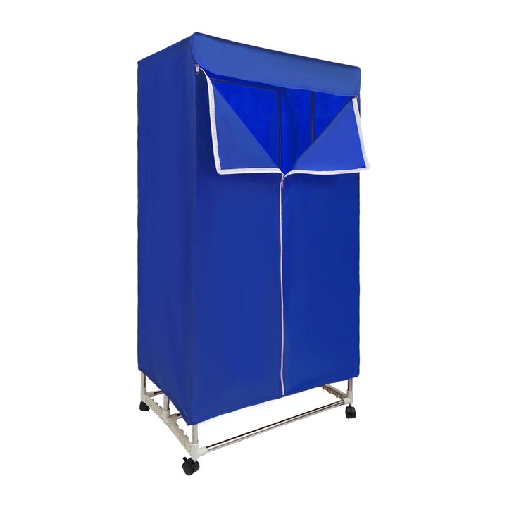 Ruhatörlő, PTC, hordozható kivitel, kék, 70x50x150cm, 30kg kapacitás