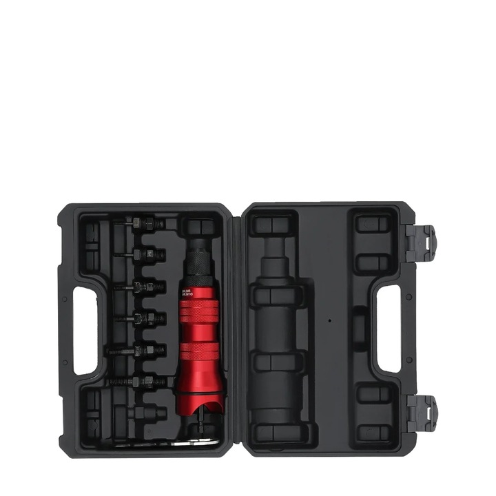 Szegecselő szerszám adapter készlet, 180 mm, 6 fúvóka, piros