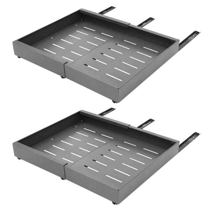 Set 2 Sertare Telescopice, Design Retractabil, Capacitate de Incarcare 22-33 lbs, Gri, Dimensiuni Ajustabile 12.6x20.4 inch