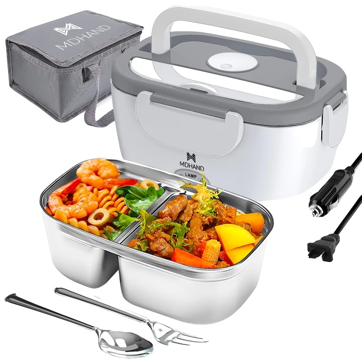 Elektromos ételhordó, 1.5L, fehér, szivárgásmentes kialakítás