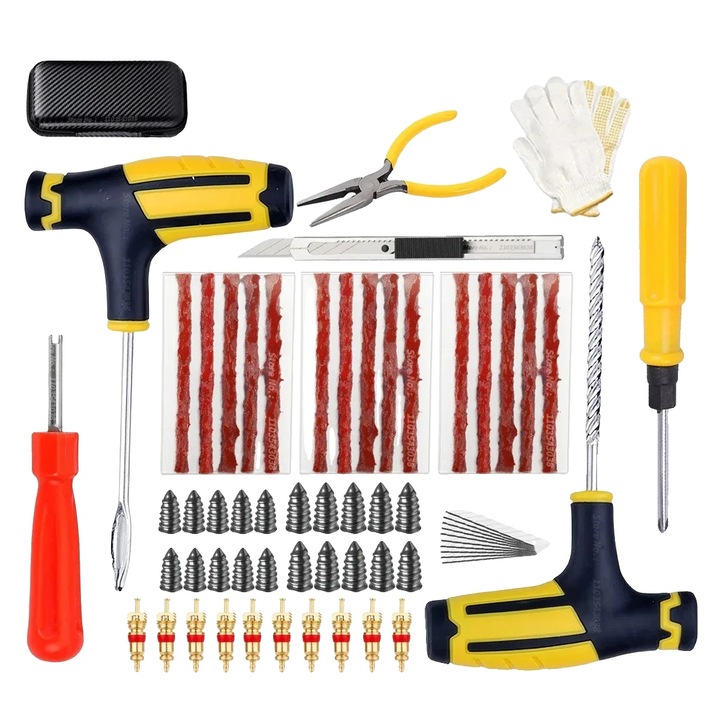 Kit de reparare anvelope, D, compatibilitate universala, 4 piese, 200g