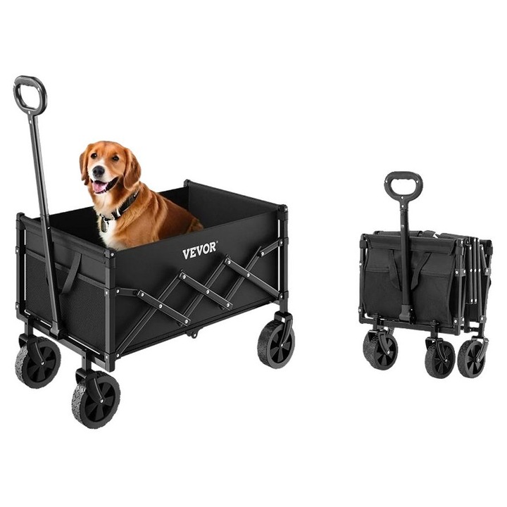 Carucior pliabil, capacitate mare de incarcare, roti all-terrain, negru, 11.3 lbs