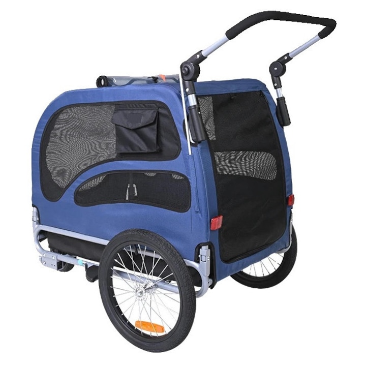 Carucior pentru caini 2-in-1, 100 lbs, design prietenos cu animalele, cadru pliabil, roti detasabile
